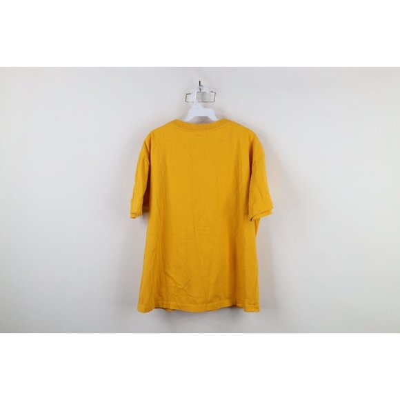 Vtg 90s Spalding Mens Large Spell Out Fire Flames Short Sleeve T-Shirt Yellow - Picture 10 of 12